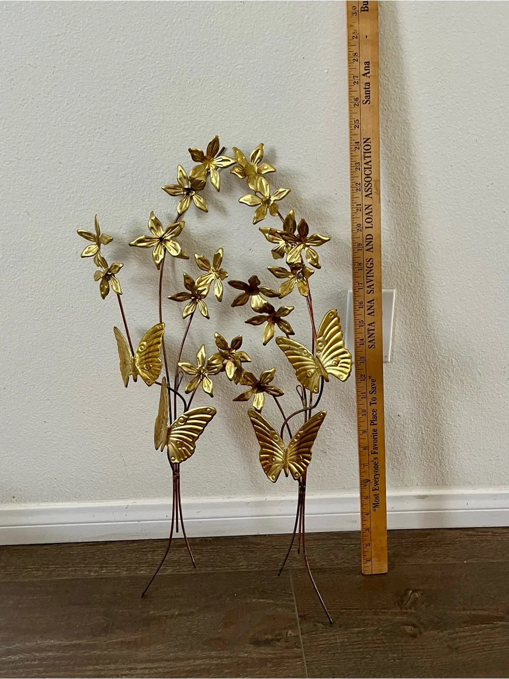 Vintage 1960s Homco MCM gilt metal wall art 24 inches long